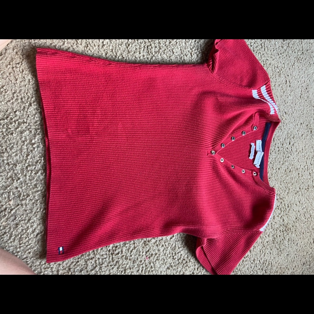 red Tommy Hilfiger shirt